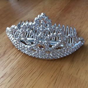Mini Tiara Comb Silver Plastic